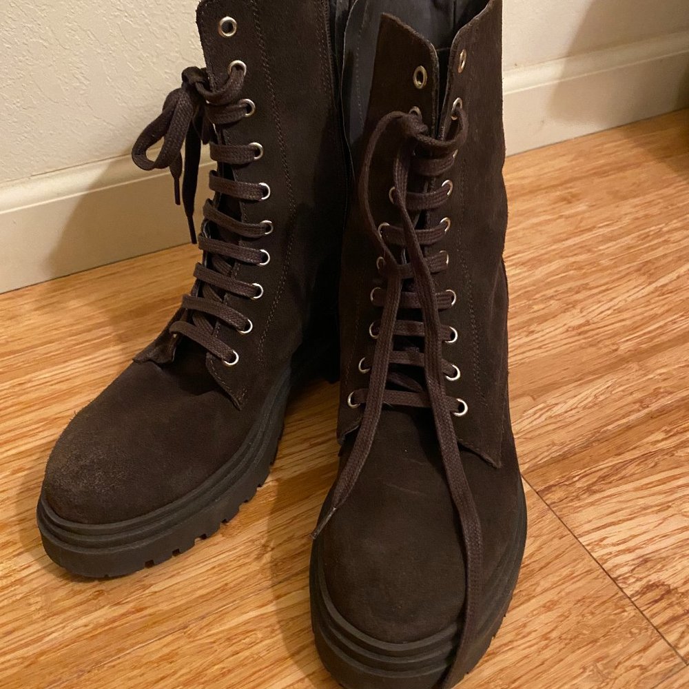 Tall brown boots 9M, leather, made in Spain
